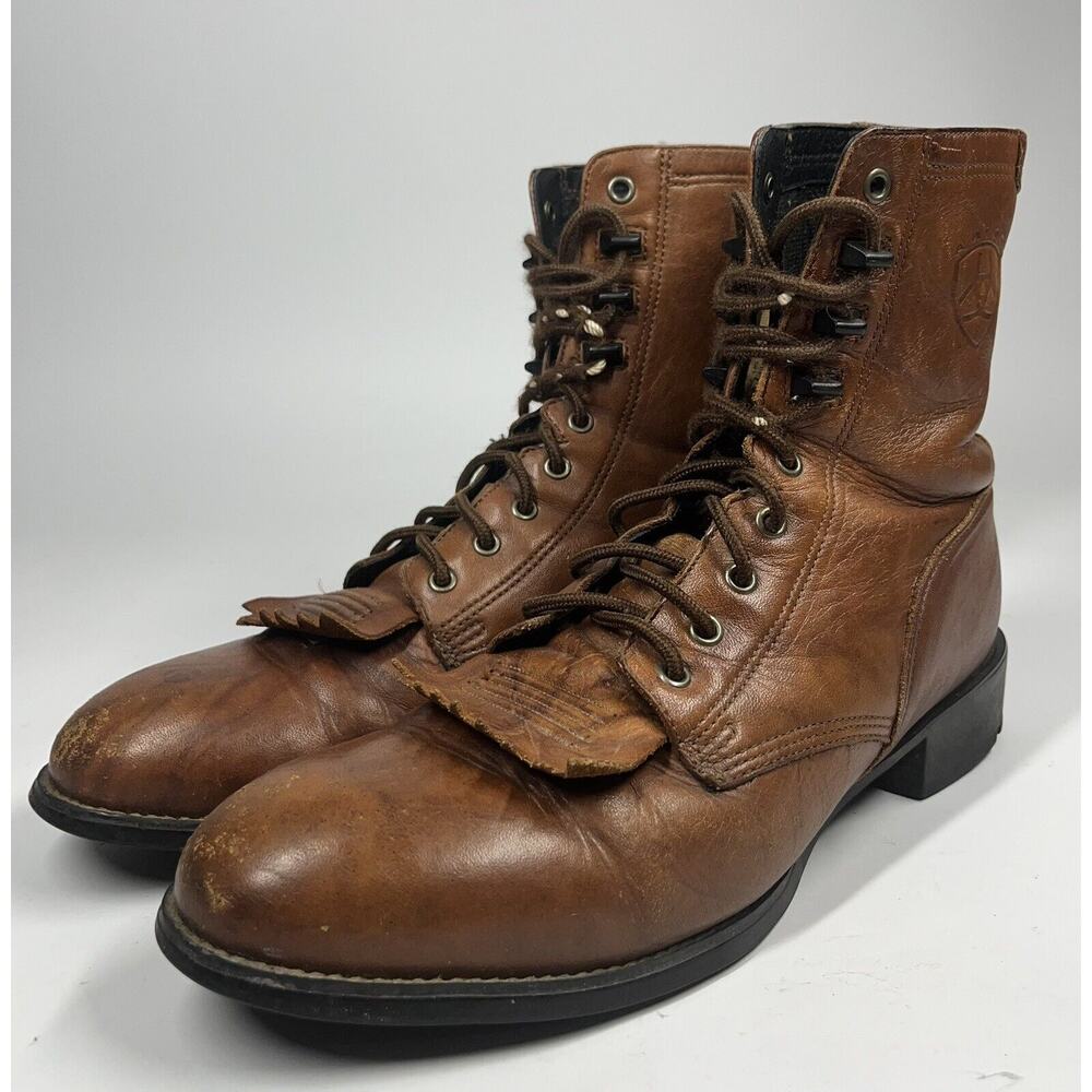 Ariat Heritage Lacer Brown Leather Western Paddock Kiltie Boots Size 8.5 32503